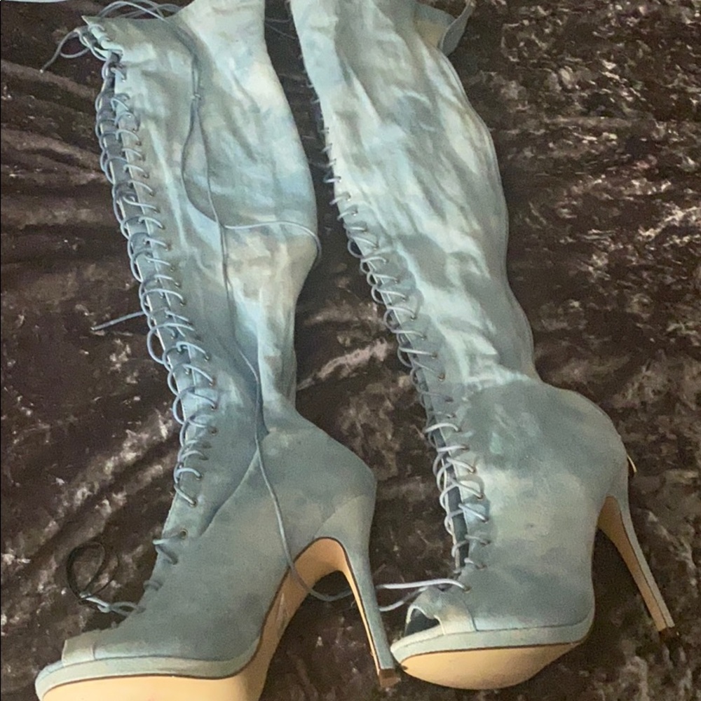 Over the knee high heel boots